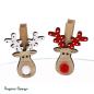 Preview: Holz-Hirschclips, rot/weiß, 5cm