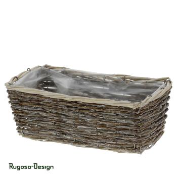 Weiden-Pflanzschale rechteckig, natur/raureif, 40cm