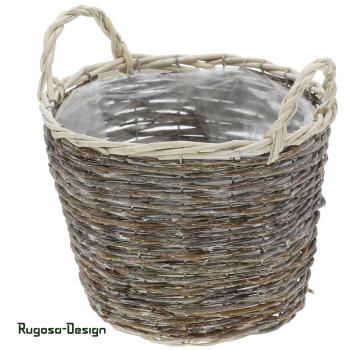 Weiden-Pflanzkorb mit Henkel, natur, d 25cm