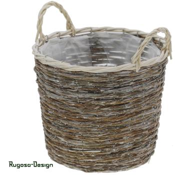 Weiden-Pflanzkorb mit Henkel, natur, d 28cm