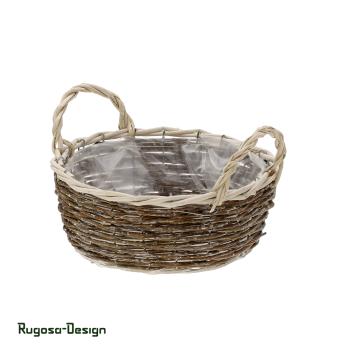 Weiden-Pflanzschale mit Henkel rund, natur, d 25cm