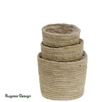 Maisblatt-Korbset klein, creme, 3er Satz