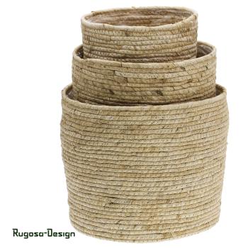 Maisblatt-Korbset groß, creme, 3er Satz