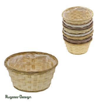 Bambussplitt-Pflanzschale, beige/braun/weiß, d 20cm