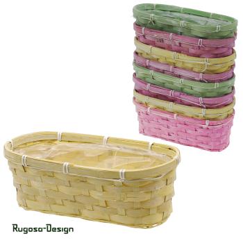 Bambussplitt-Pflanzschale, gelb/grün/rosa, 30x12cm