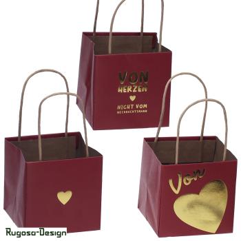 Papiertasche, rot, 3fach, d 10cm
