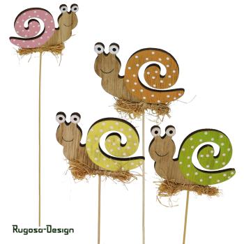 Holz-Schneckenstecker, farbl. sort., 4fach