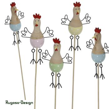 Holz-Huhnstecker, farbl. sort., 4fach