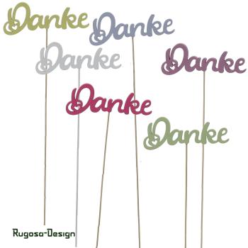 Holz-Schriftzugstecker Danke, bunt, 11,5cm