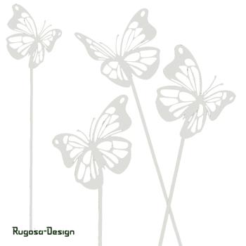 Metall-Schmetterlingstecker, weiß, d 11cm