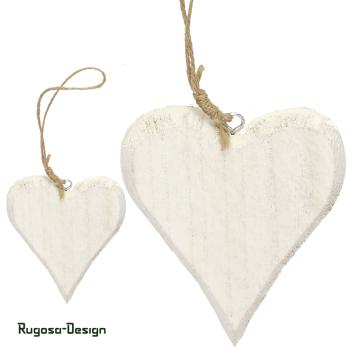 Holz-Herzhänger, weiß, 11cm