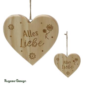 Holz-Herzhänger beschriftet, natur, 9cm