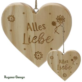 Holz-Herzhänger beschriftet, natur, 12cm