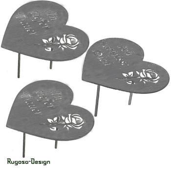 Metall-Herzstecker, grau, 3fach sortiert