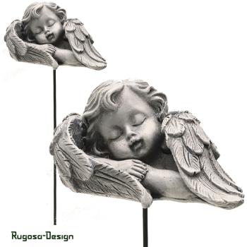 Polyresin-Engel im Flügel zum Stecken, grau