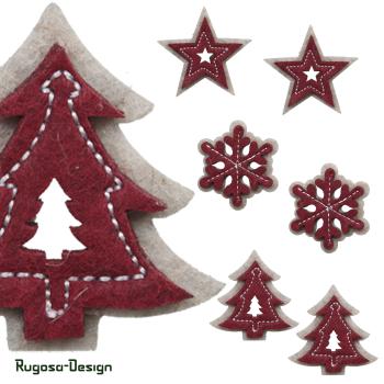 Filz-Weihnachtsstreu, dunkelrot, 3fach