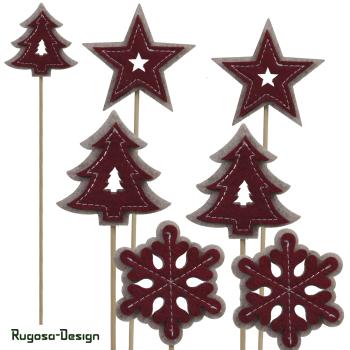 Filz-Weihnachtsstecker, dunkelrot, 3fach