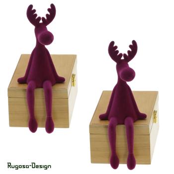 Elch geflockt, fuchsia, 25cm
