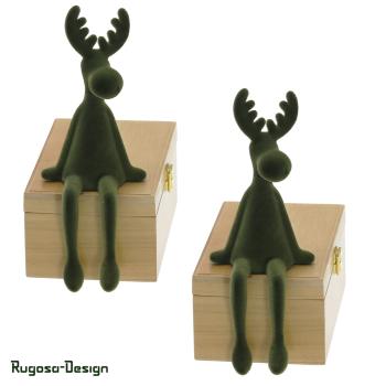 Elch geflockt, dunkelgrün, 25cm