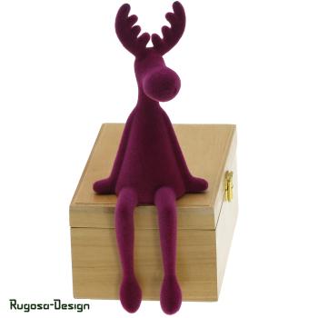 Elch geflockt, fuchsia, 33cm