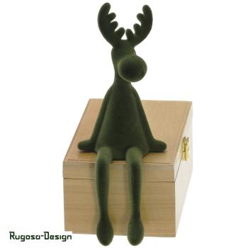 Elch geflockt, dunkelgrün, 33cm