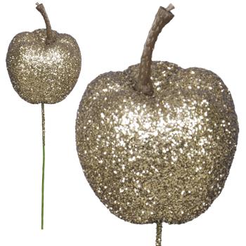 Glitter-Apfelstecker, champagner, 2fach