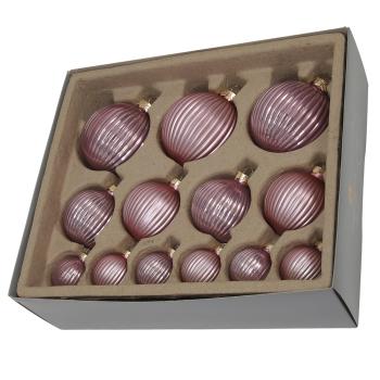 Glas-Kugeln geriffelt, altrosa, 3fach