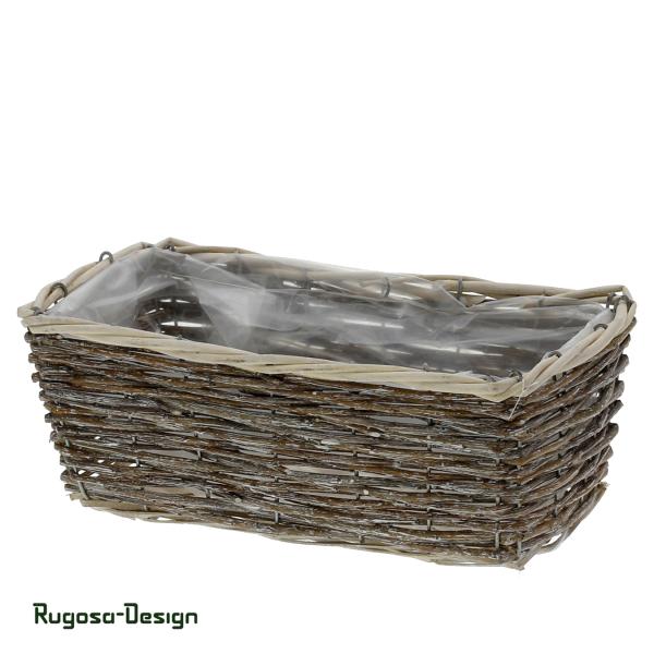 Weiden-Pflanzschale rechteckig, natur/raureif, 40cm
