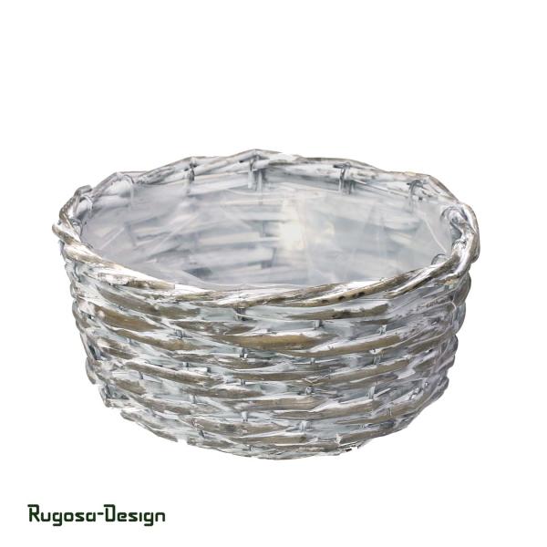 Weiden-Pflanzschale rund, grau/raureif, d 20cm