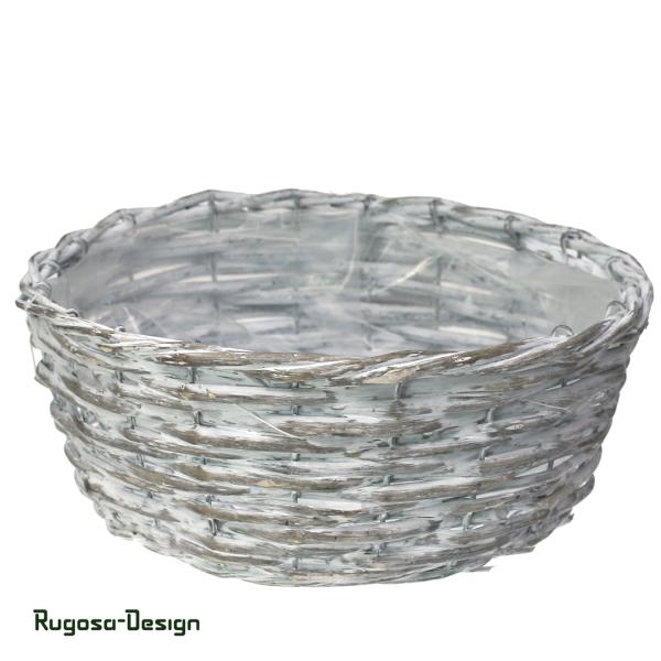 Weiden-Pflanzschale rund, grau/raureif, d 25cm