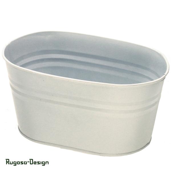 Zink-Pflanzschale, weiß, 18x11cm