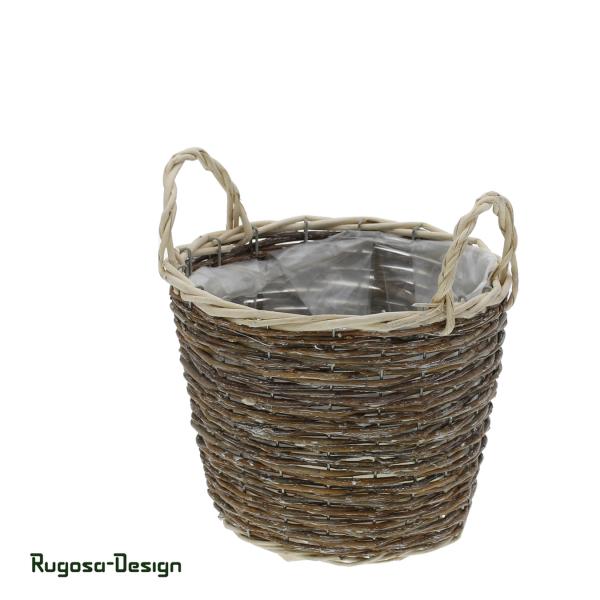 Weiden-Pflanzkorb mit Henkel, natur, d 22cm