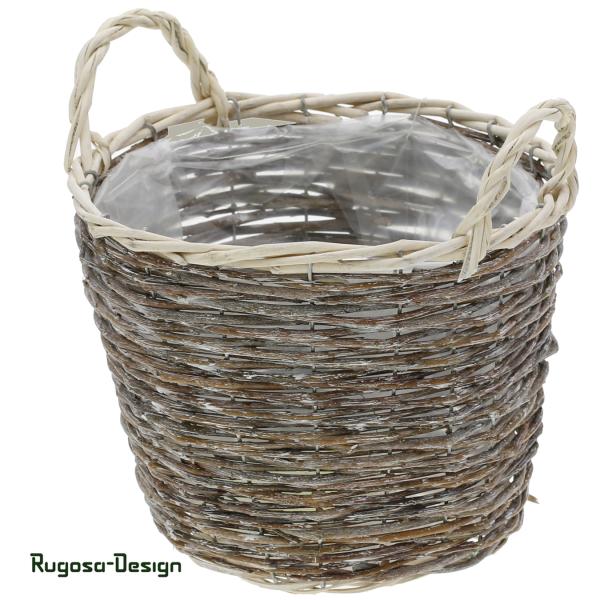 Weiden-Pflanzkorb mit Henkel, natur, d 25cm