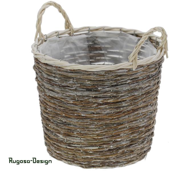 Weiden-Pflanzkorb mit Henkel, natur, d 28cm