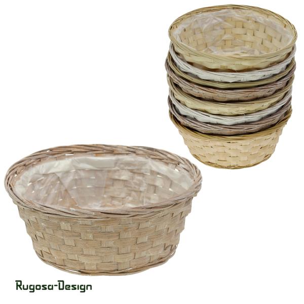 Bambussplitt-Pflanzschale, beige/braun/weiß, d 25cm