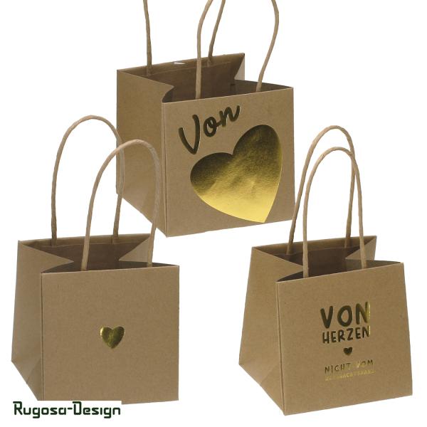 Papiertasche, natur, 3fach, d 10cm