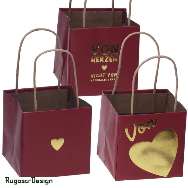 Papiertasche, rot, 3fach, d 11,5cm