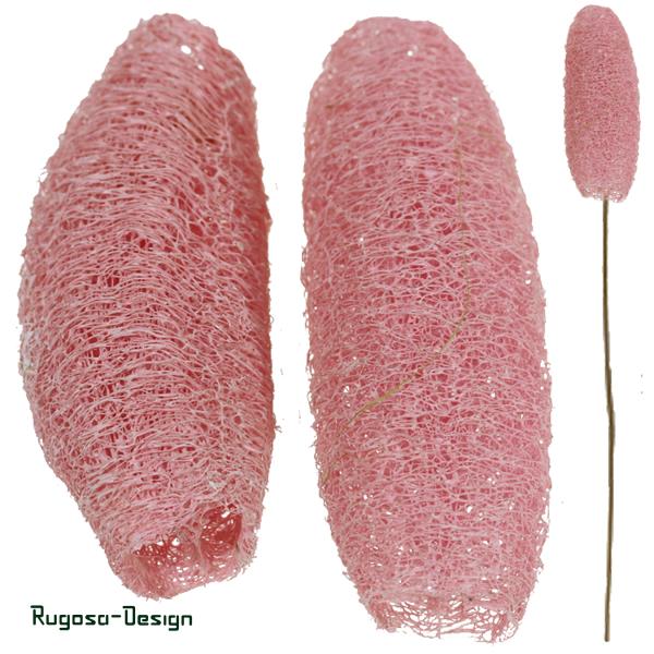 Luffa mit Stab, rosa/raureif, 15-20cm