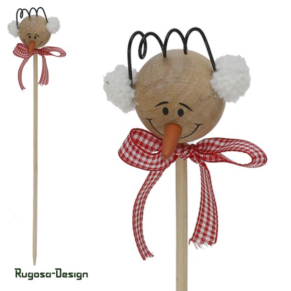 Holz-Schneemanstecker, natur, 29,5cm
