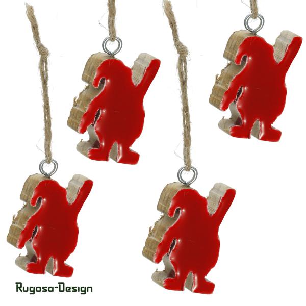 Mangoholz-Santahänger, rot, 4,5cm