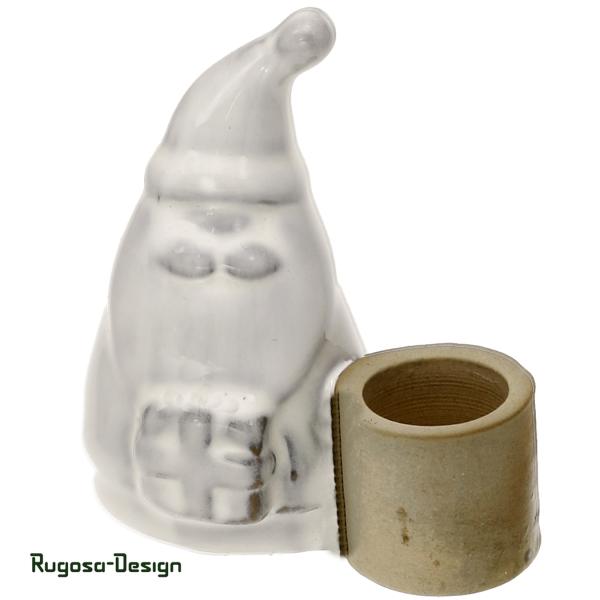 Kerzenhalter Santa glasiert, weiß, 8cm