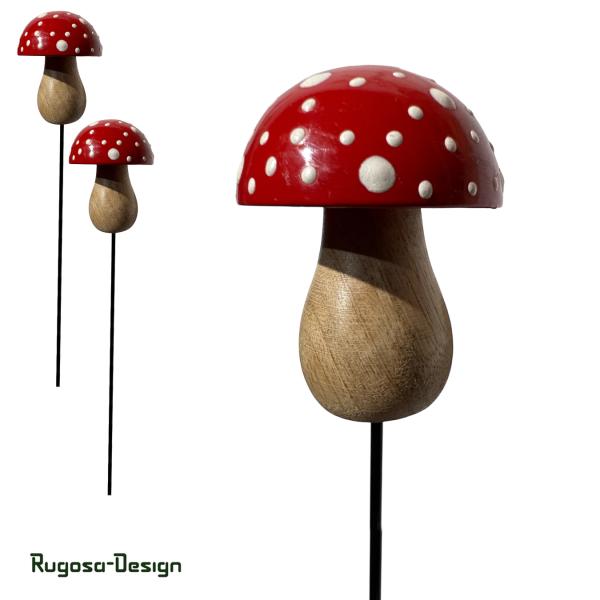 Mangoholz-Pilzstecker, rot, 28cm