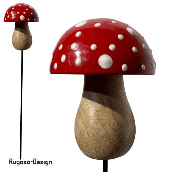 Mangoholz-Pilzstecker, rot, 39cm