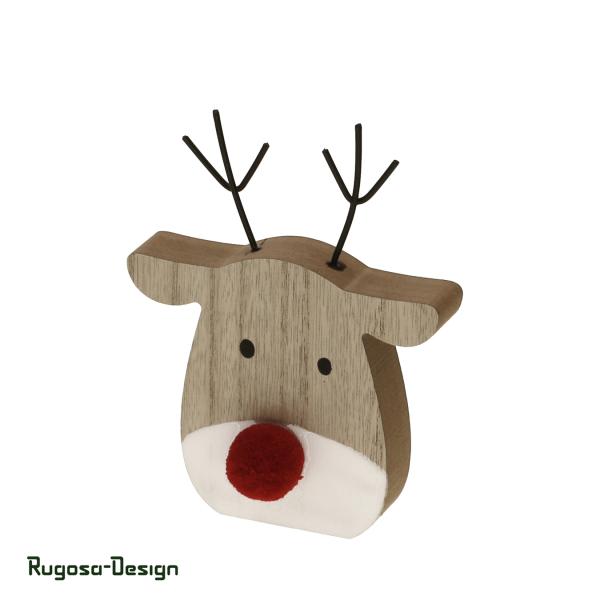 Holz-Hirschkopf, natur, 14,5cm