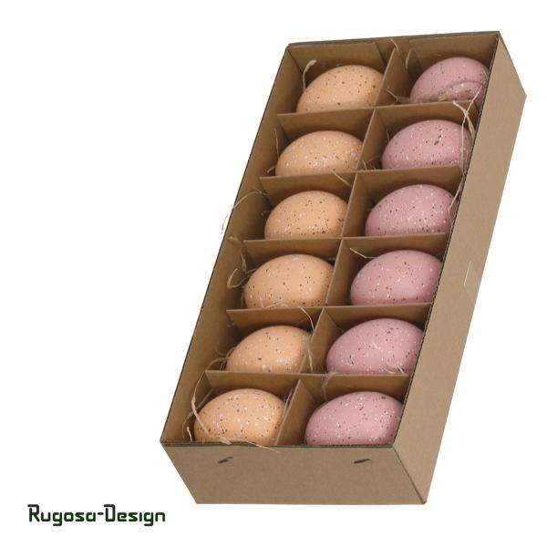 Hühnereier gesprengelt, pink/orange, 6cm