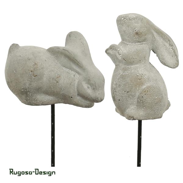 Beton-Hasenstecker, grau, 2fach, 7cm