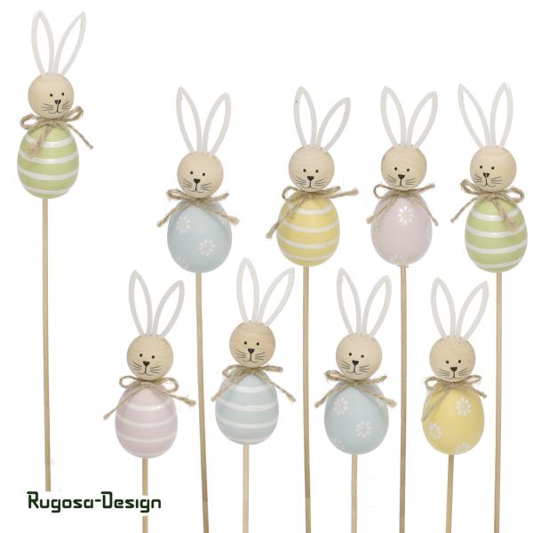 Holz-Hasenstecker, farbl. sort., 8fach