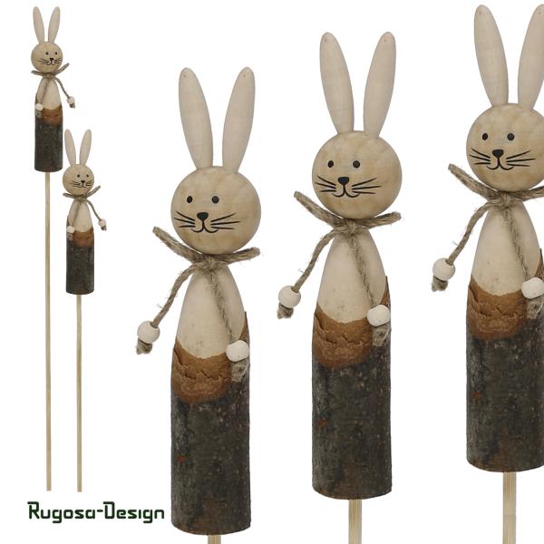Holz-Hasenstecker, natur, 16,5cm / H 47,5cm