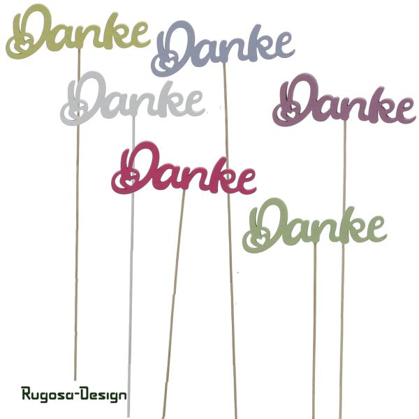 Holz-Schriftzugstecker Danke, bunt, 11,5cm