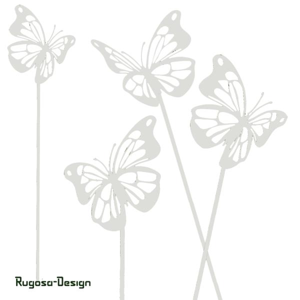 Metall-Schmetterlingstecker, weiß, d 11cm